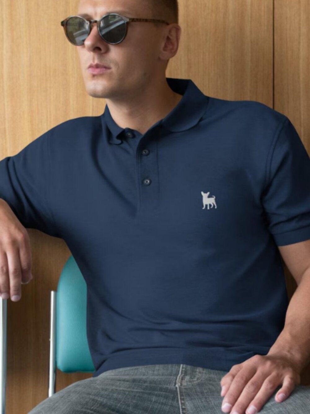 Men's Embroidered Chihuahua Polo Shirt | Premium Golf Polo | Chihuahua Lover Gif